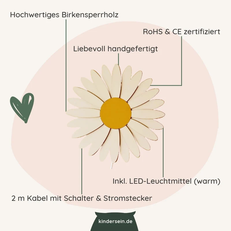 Wandlampe Gänseblümchen aus Holz