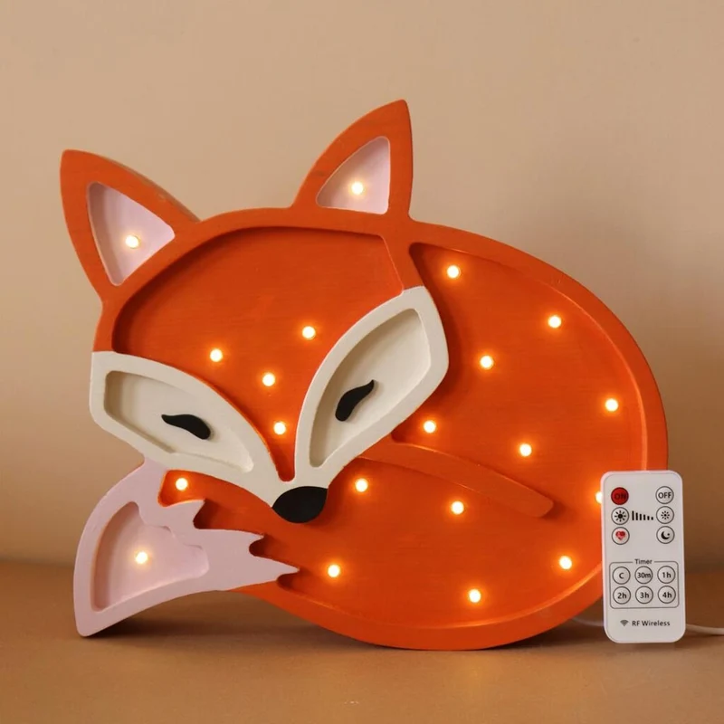 LED Nachtlicht Fuchs aus Holz, dimmbar