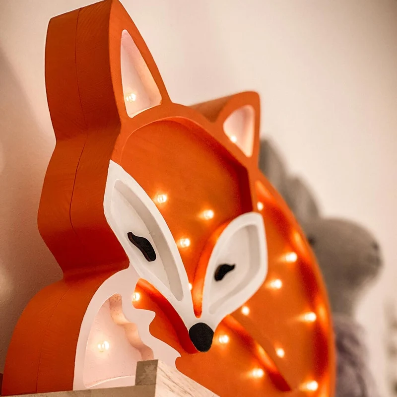 LED Nachtlicht Fuchs aus Holz, dimmbar