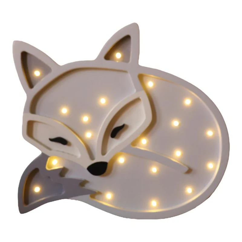 LED Nachtlicht Fuchs aus Holz, dimmbar