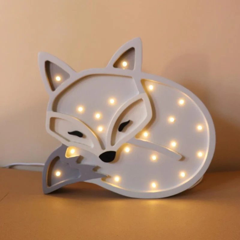 LED Nachtlicht Fuchs aus Holz, dimmbar