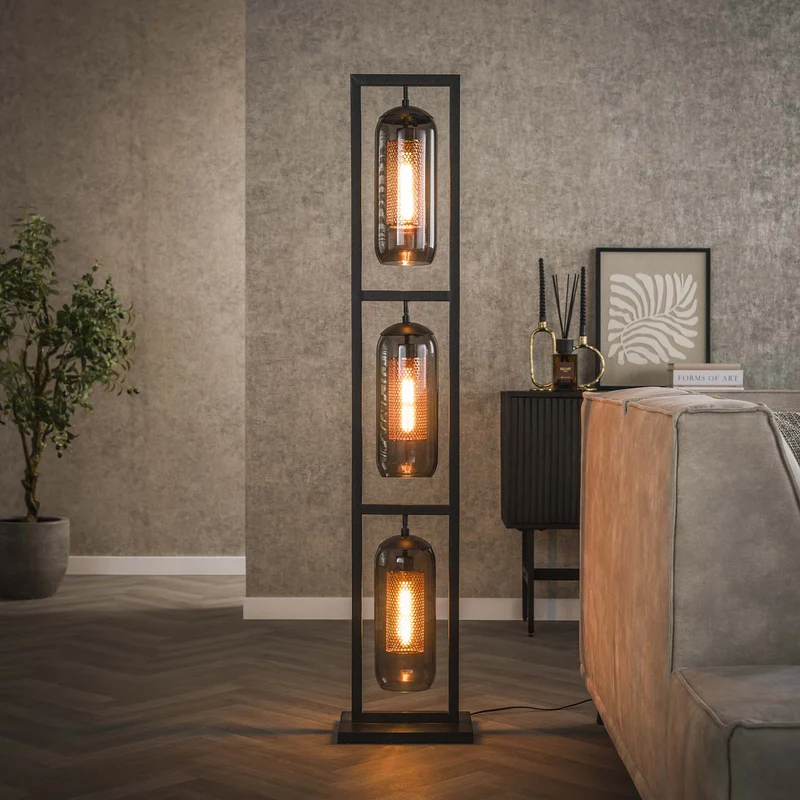 Stehlampe 3L turm smoke Glas