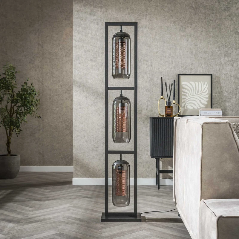 Stehlampe 3L turm smoke Glas
