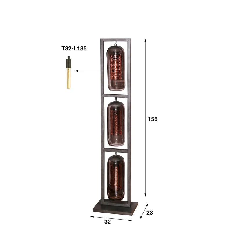 Stehlampe 3L turm smoke Glas