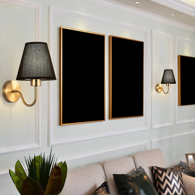 Euroselle Fabric Wall Lamp With Iron Frame E27 Base Hardwired Indoor Wall Light
