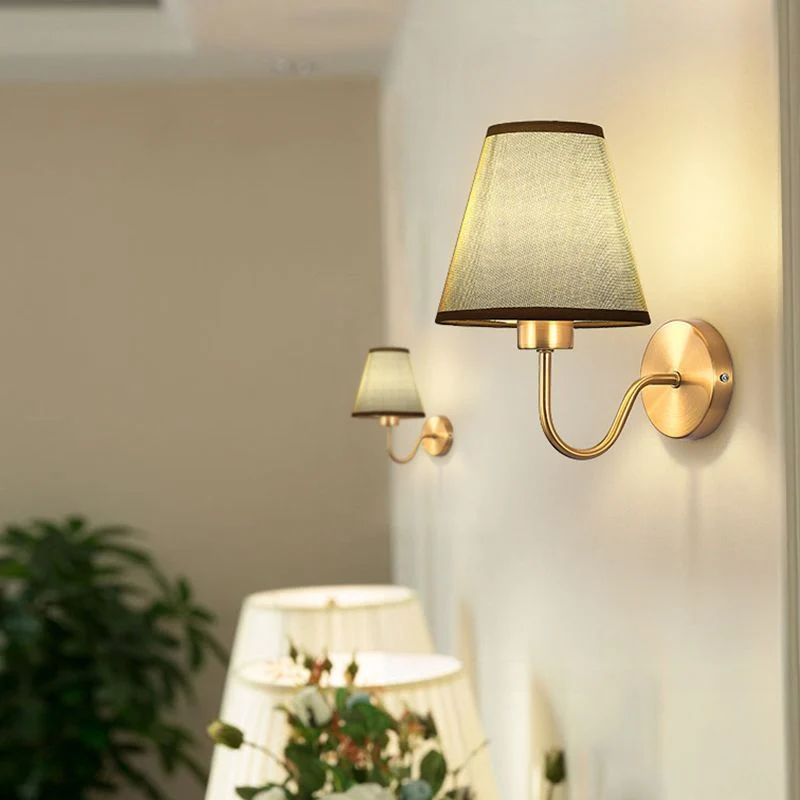 Euroselle Fabric Wall Lamp With Iron Frame E27 Base Hardwired Indoor Wall Light