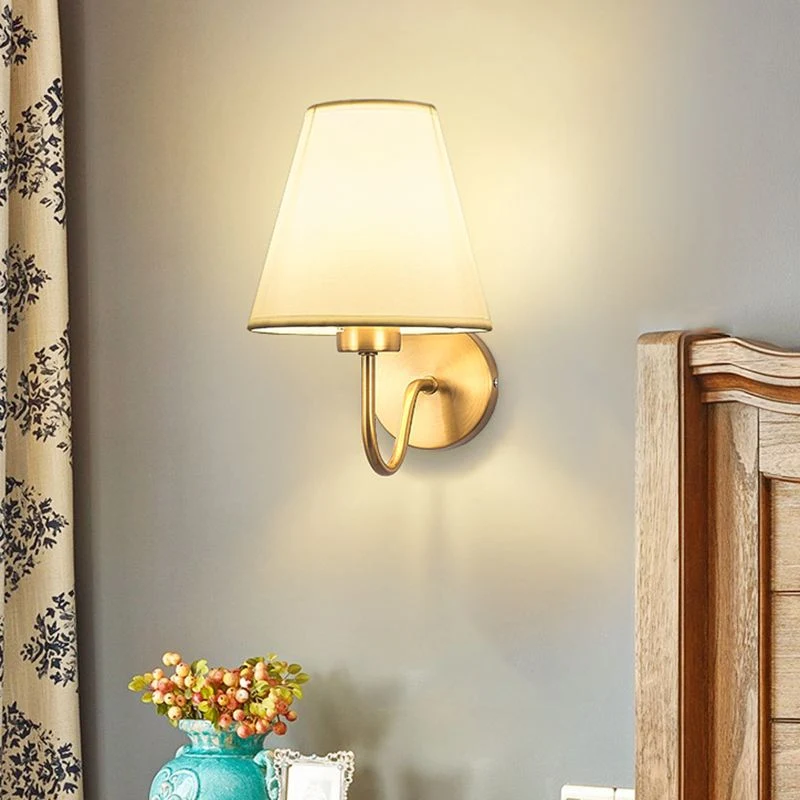 Euroselle Fabric Wall Lamp With Iron Frame E27 Base Hardwired Indoor Wall Light