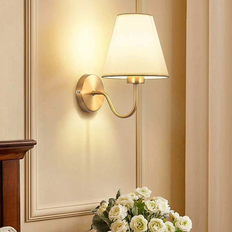 Euroselle Fabric Wall Lamp With Iron Frame E27 Base Hardwired Indoor Wall Light