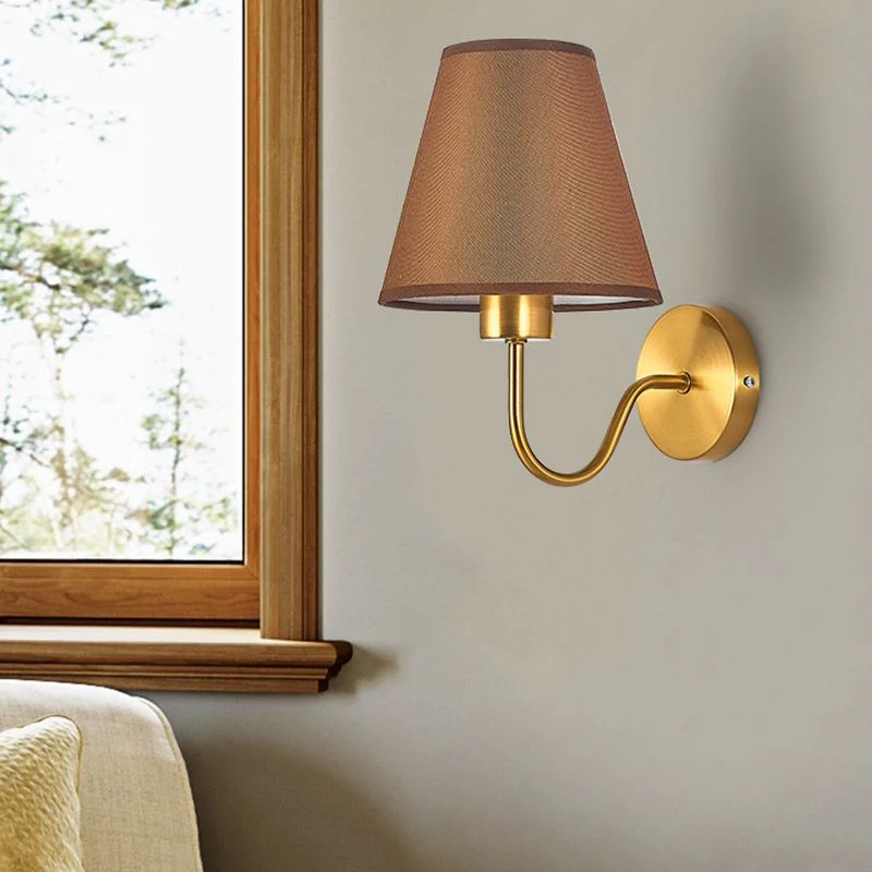 Euroselle Fabric Wall Lamp With Iron Frame E27 Base Hardwired Indoor Wall Light