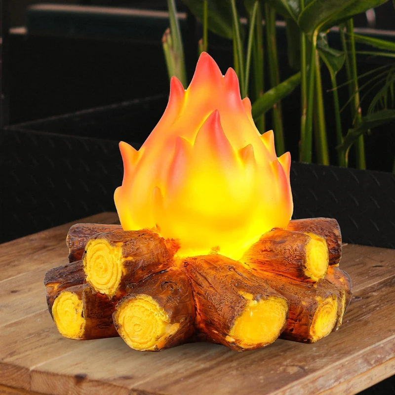 Euroselle Flickering Flame LED Lamp With Realistic Campfire Effect Battery Powered Indoor Outdoor