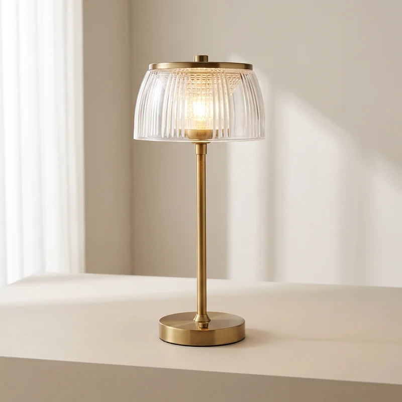 Euroselle Rechargeable LED Table Lamp With Acrylic Shade And Iron Base, Touch Control, 1200 mAh