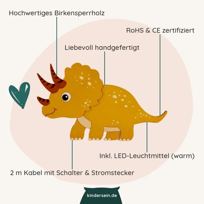 Wandlampe Dino aus Holz
