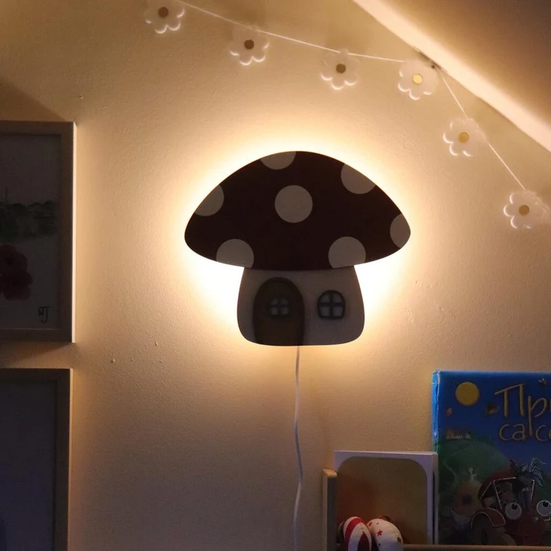 Wandlampe Fliegenpilz aus Holz