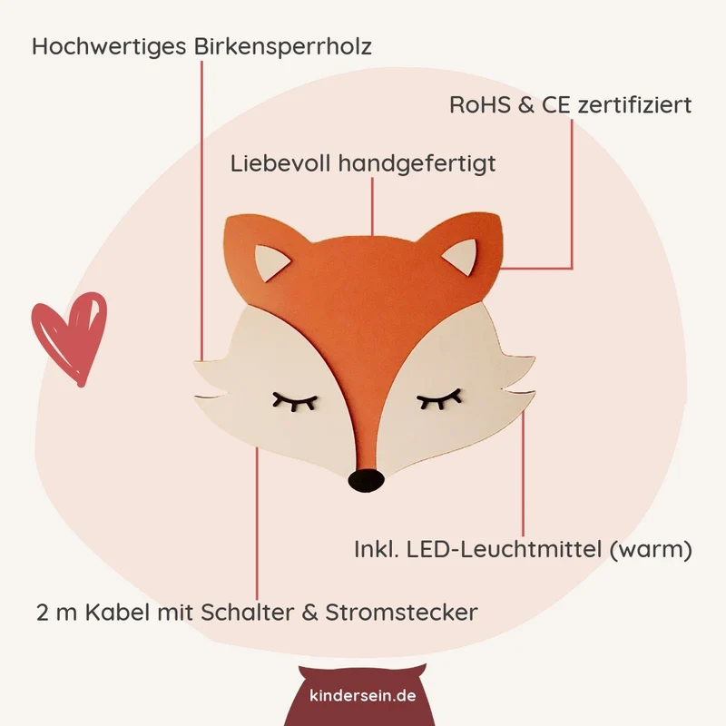 Wandlampe Fuchs aus Holz