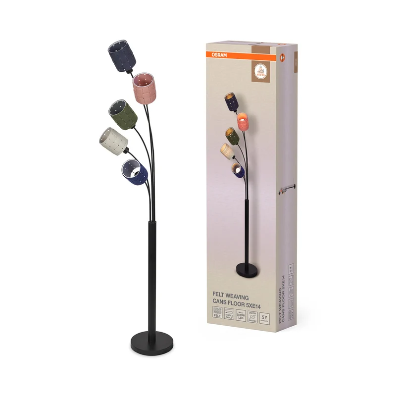 OSRAM DECOR Standleuchte 5-flammig Decor Felt Weaving Cans, E14