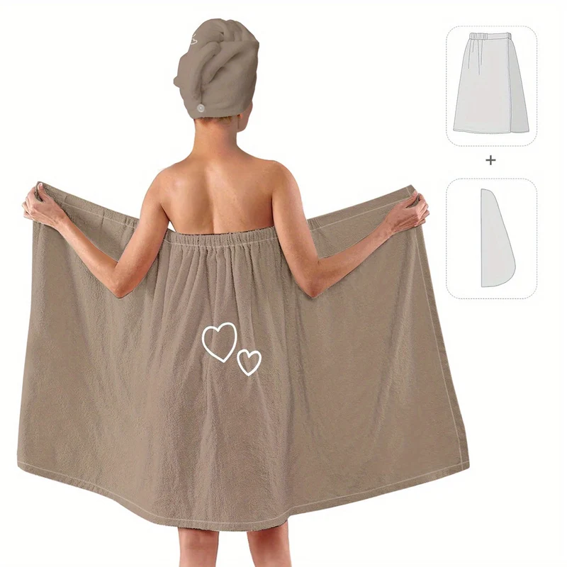 Euroselle Minimalist Bathrobe and Towel Set, Lightweight Quick-Dry Bath Wrap
