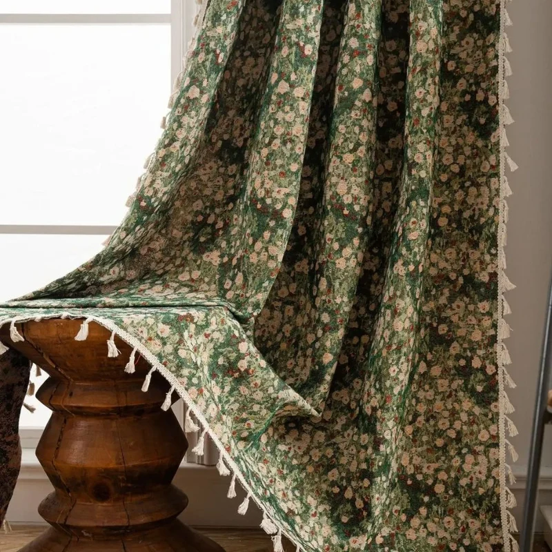 Euroselle Floral Tassel Curtain Panel for Cozy Interiors