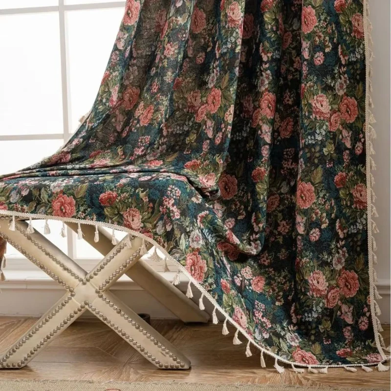 Euroselle Floral Tassel Curtain Panel for Cozy Interiors
