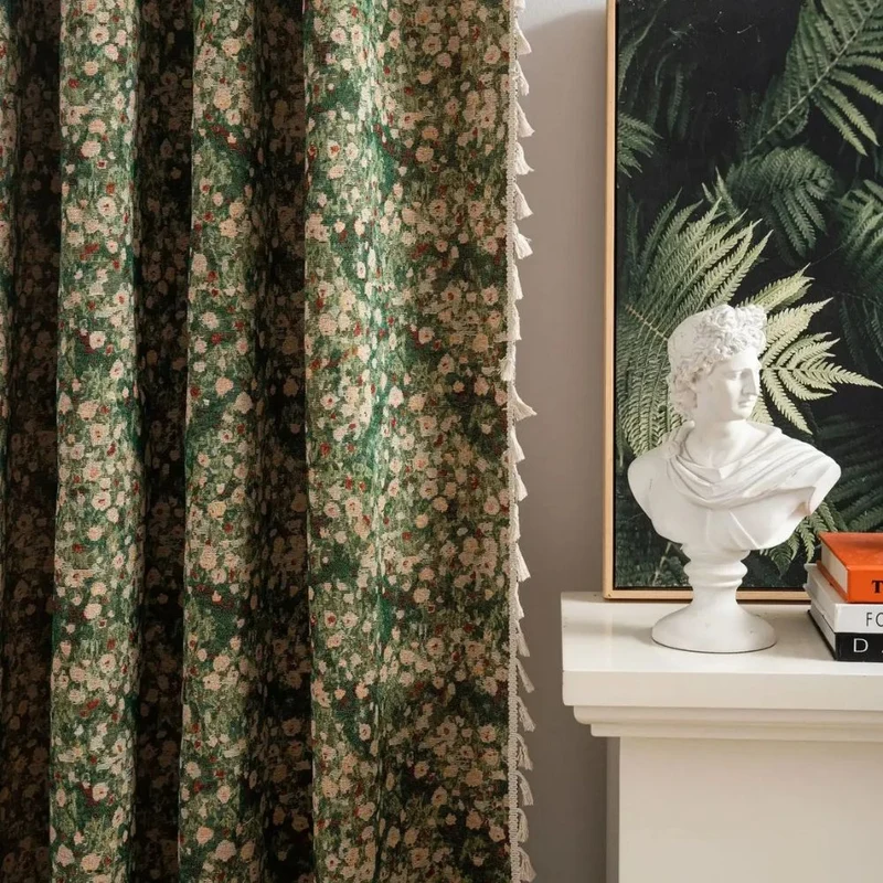 Euroselle Floral Tassel Curtain Panel for Cozy Interiors