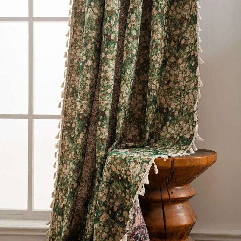 Euroselle Floral Tassel Curtain Panel for Cozy Interiors