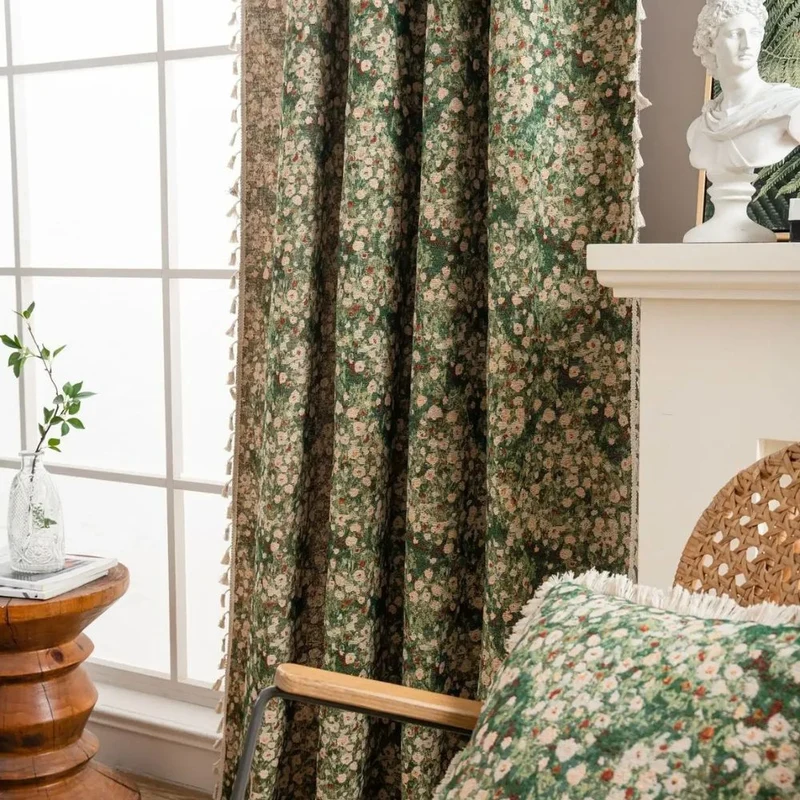 Euroselle Floral Tassel Curtain Panel for Cozy Interiors