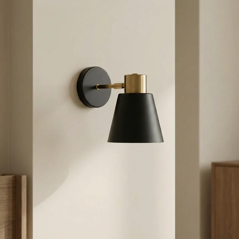 Euroselle Adjustable Wall Lamp With Cone Shade, Sconce For Reading And Ambient Lighting