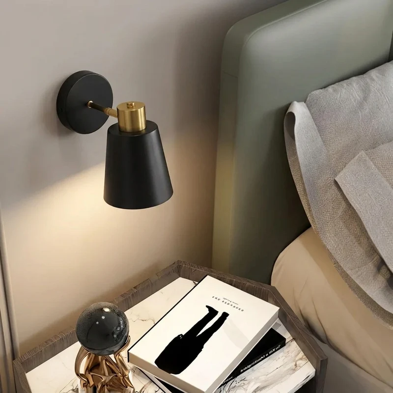 Euroselle Adjustable Wall Lamp With Cone Shade, Sconce For Reading And Ambient Lighting