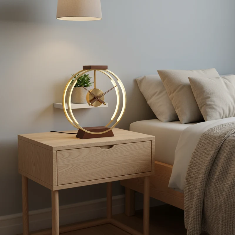 Aurora LED Clock Table Lamp for Desks, Bedrooms, and Living Rooms by Euroselle