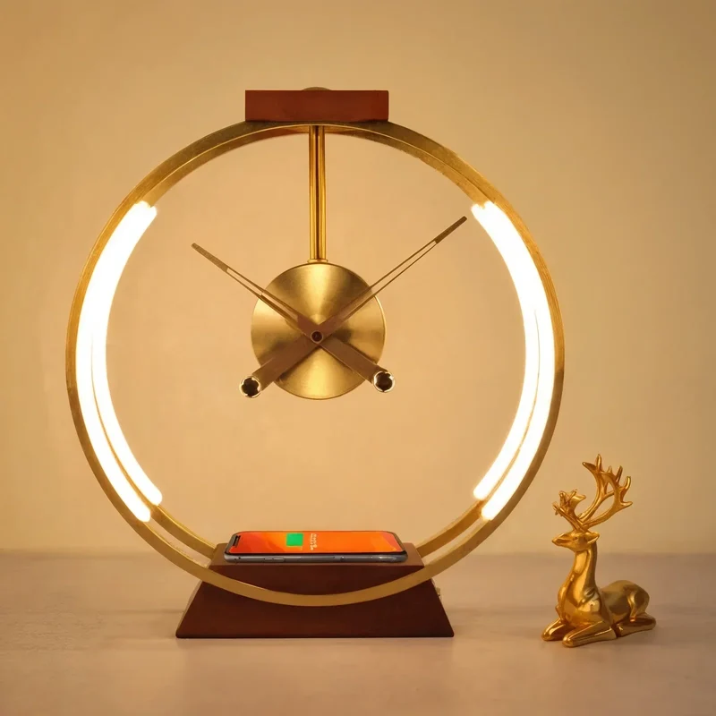 Aurora LED Clock Table Lamp for Desks, Bedrooms, and Living Rooms by Euroselle