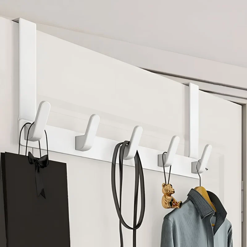 Euroselle Over-The-Door Five-Hook Rack For Effortless Storage