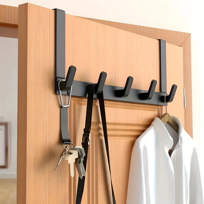 Euroselle Over-The-Door Five-Hook Rack For Effortless Storage