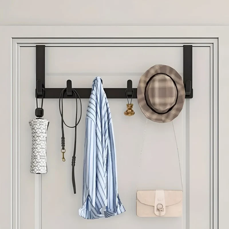 Euroselle Over-The-Door Five-Hook Rack For Effortless Storage