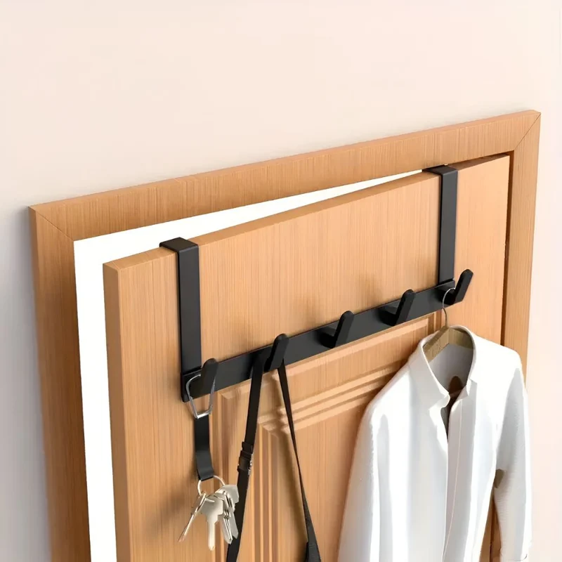 Euroselle Over-The-Door Five-Hook Rack For Effortless Storage