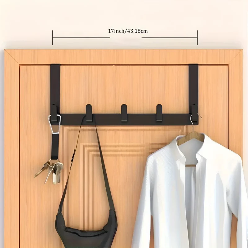 Euroselle Over-The-Door Five-Hook Rack For Effortless Storage