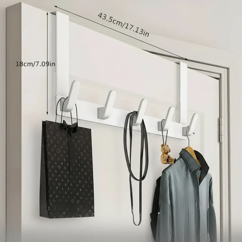 Euroselle Over-The-Door Five-Hook Rack For Effortless Storage