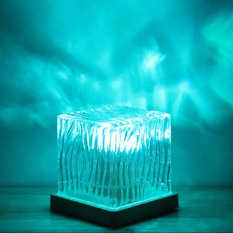 Euroselle Aurora Water Ripple Projection Lamp, 16-Color USB Rechargeable Atmosphere Light