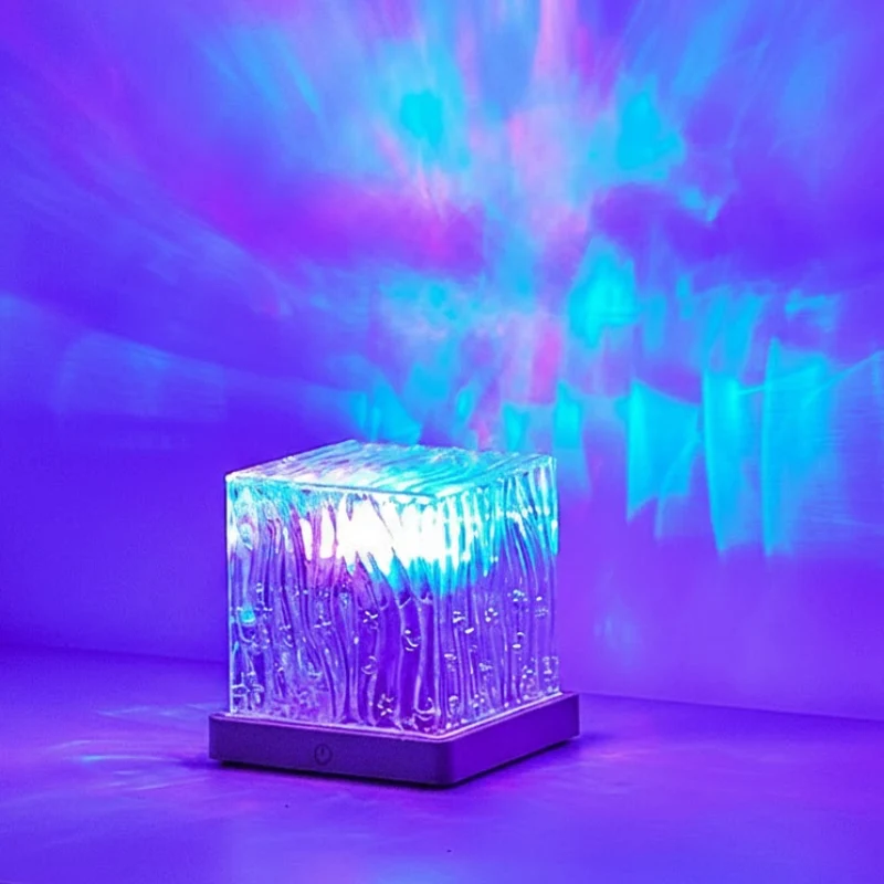 Euroselle Aurora Water Ripple Projection Lamp, 16-Color USB Rechargeable Atmosphere Light
