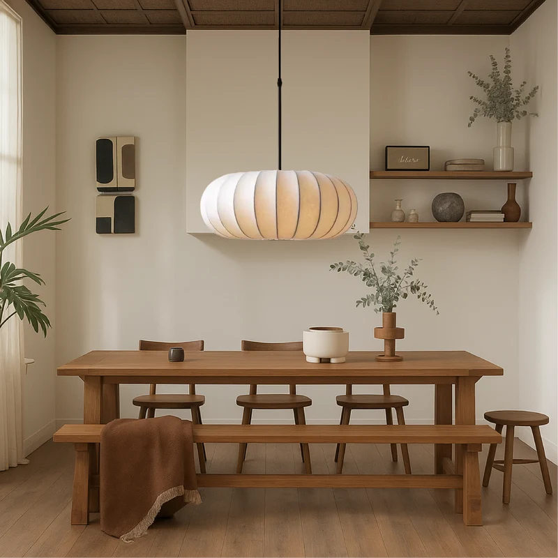Euroselle Solara Indoor Pendant Light With Textile Shade Ceiling Fixture