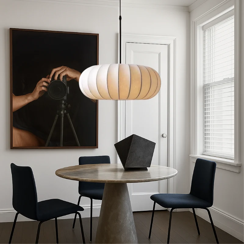 Euroselle Solara Indoor Pendant Light With Textile Shade Ceiling Fixture