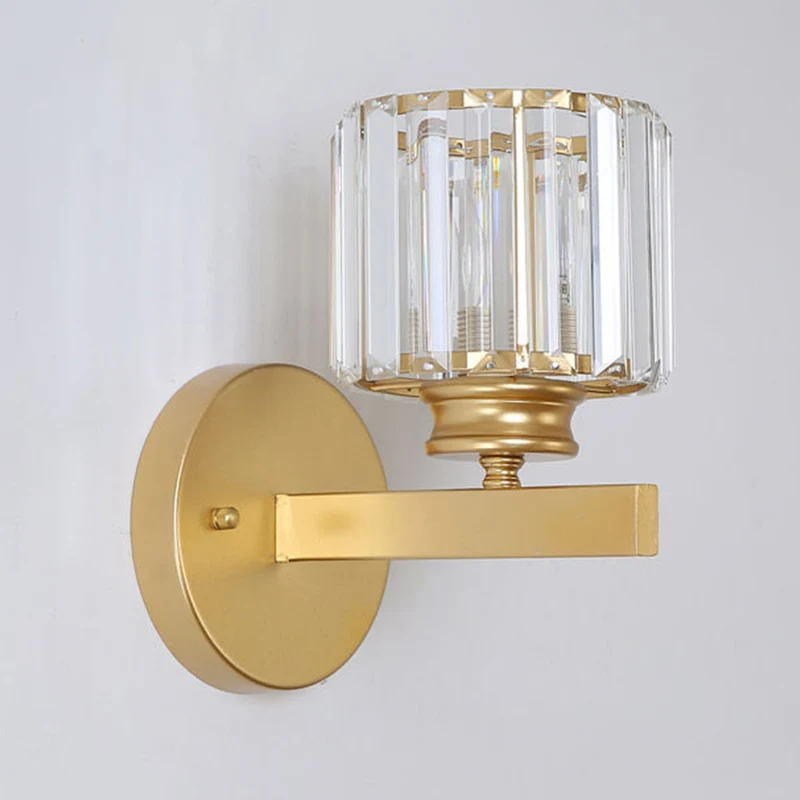 Euroselle Iron Crystal Wall Sconce With E27 Base Round Or Square Glass Shade