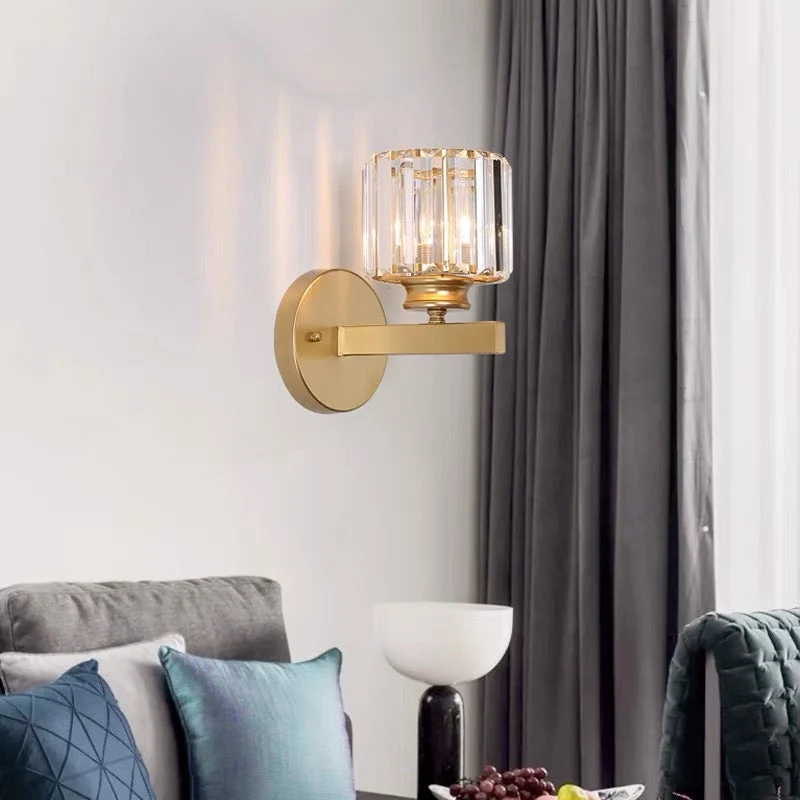 Euroselle Iron Crystal Wall Sconce With E27 Base Round Or Square Glass Shade