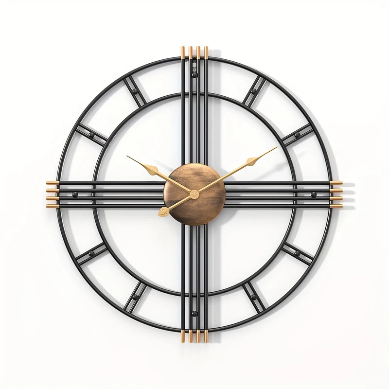 Euroselle Modern Minimalist Cross Wall Clock With Structured Geometric Frame And Silent Movement