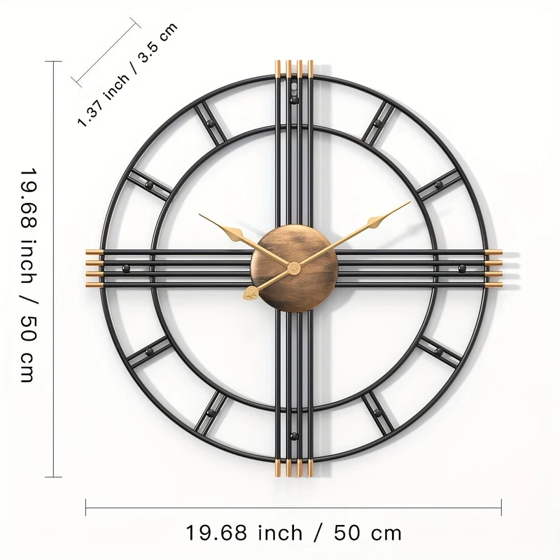 Euroselle Modern Minimalist Cross Wall Clock With Structured Geometric Frame And Silent Movement