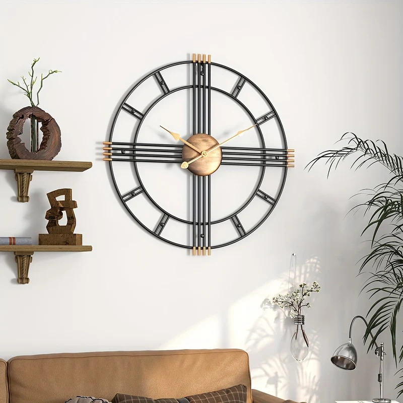 Euroselle Modern Minimalist Cross Wall Clock With Structured Geometric Frame And Silent Movement