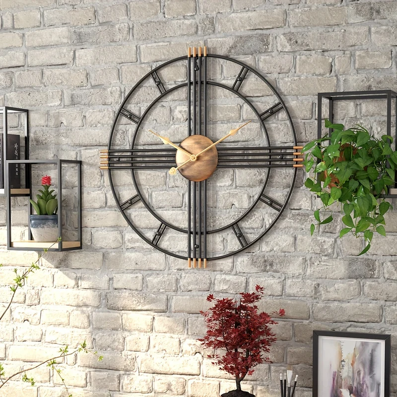 Euroselle Modern Minimalist Cross Wall Clock With Structured Geometric Frame And Silent Movement