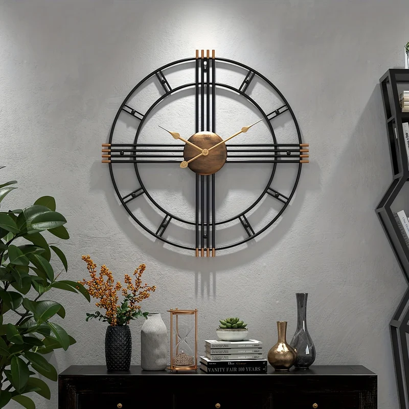 Euroselle Modern Minimalist Cross Wall Clock With Structured Geometric Frame And Silent Movement