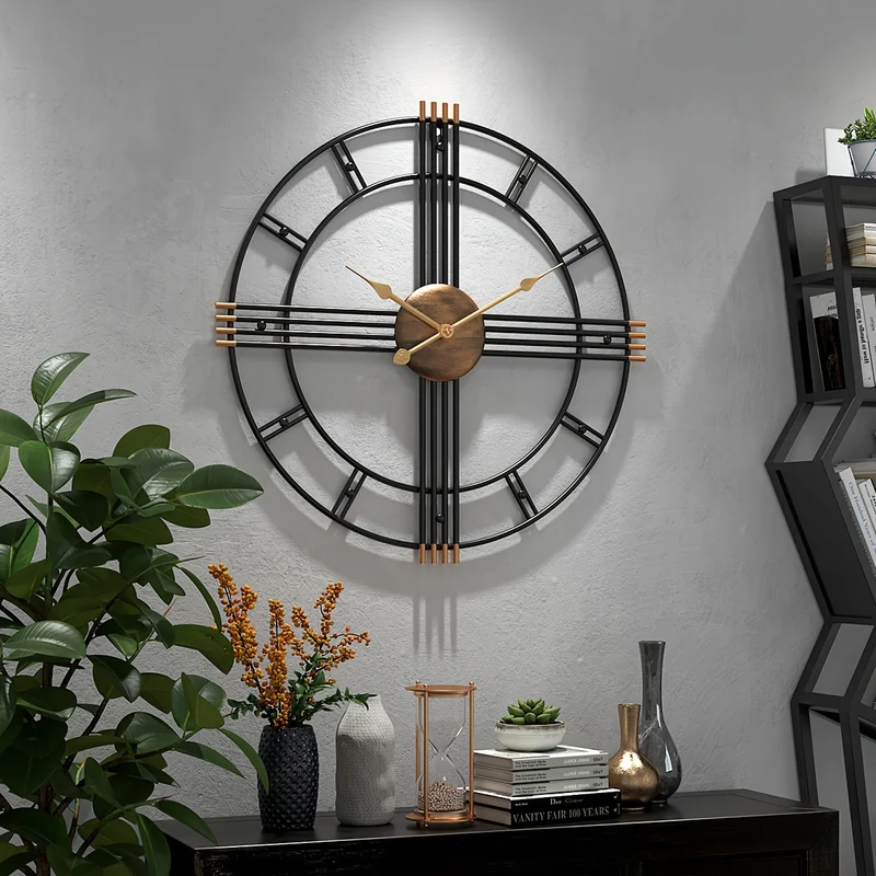 Euroselle Modern Minimalist Cross Wall Clock With Structured Geometric Frame And Silent Movement