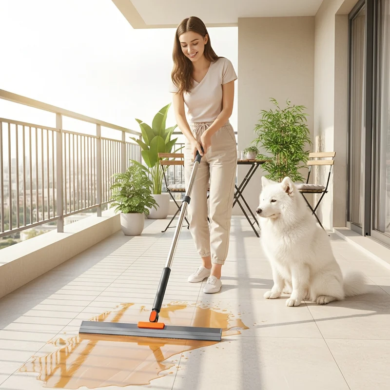 Euroselle Water and Dust Scraper Broom for Bathrooms, Glass, and Floors