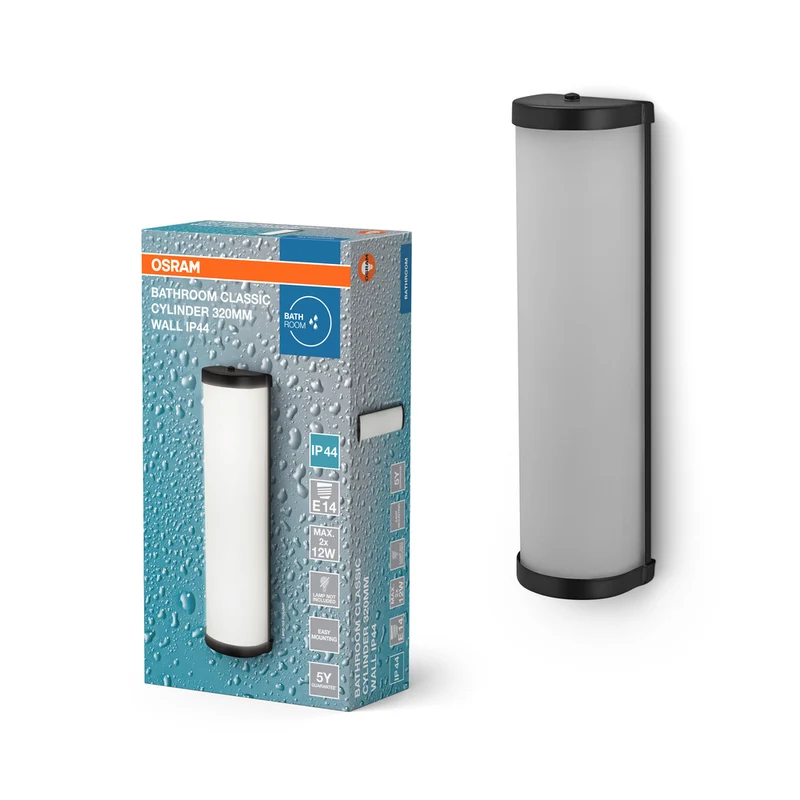 OSRAM CLASSIC CYLINDER Badezimmer-Wandleuchte 320mm, E14, schwarz
