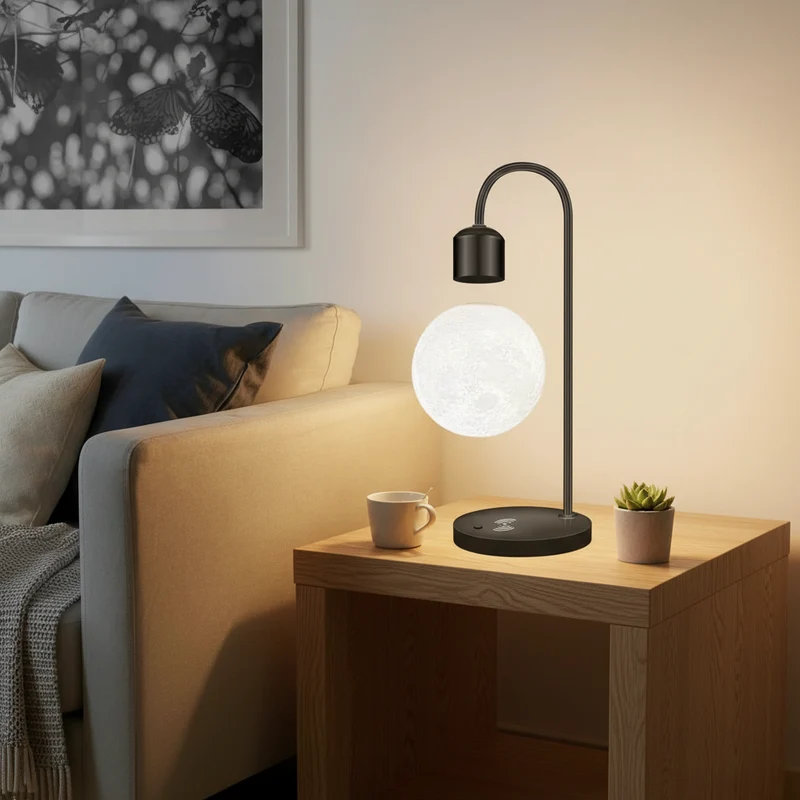 Euroselle LuminoMoon Moonlit Floating Table Lamp For Bedroom And Study